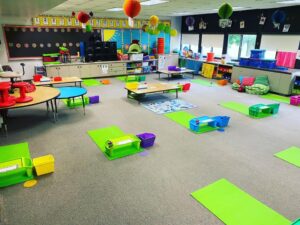 Classroom Design ideas with Yoga Mats for Social Distancing