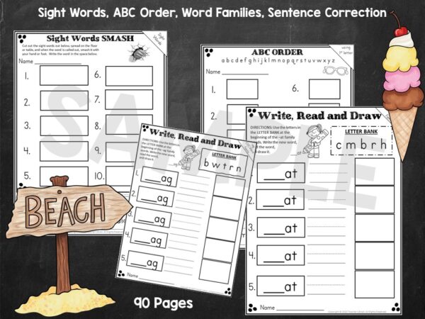 First Grade Summer Packet | From 1st grade to 2nd - Teacher's Brain Blog