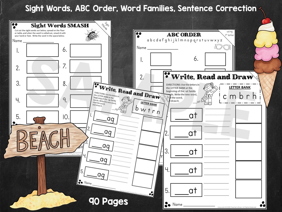 First Grade Summer Packet | From 1st grade to 2nd - Teacher's Brain Blog