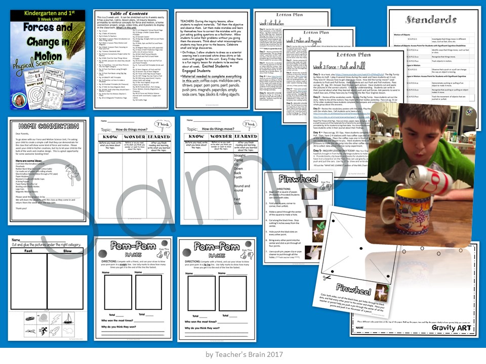 Force and Motion Worksheets | Kindergarten 1st Grade Activities