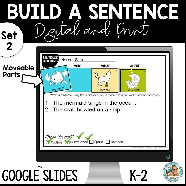 Sentence Building Activity | Google Slides | Literacy Centers Set 2 ...